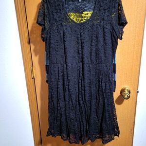 Black lace skater dress